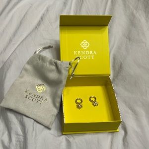 Kendra Scott Gold Huggie Earrings with dangle charm